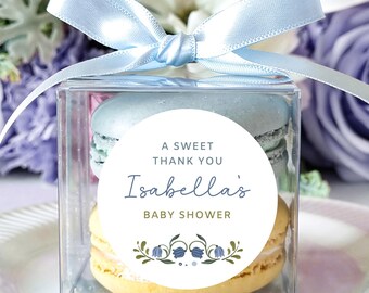 Kit de cajas de regalo personalizadas con cintas adhesivas, diseño floral azul para bodas, cumpleaños de bebés y novias (10 juegos)