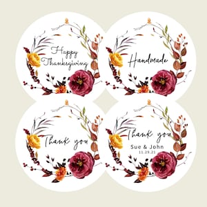 Fall wreath sticker for wedding, thanksgiving, bridal shower labels, personalized sticker, custom labels, thank you, autumn, fall wedding