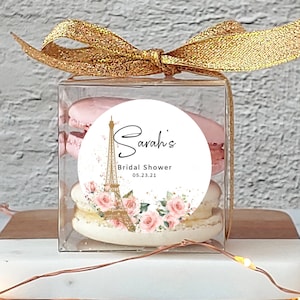 10 Sets of Paris floral bridal shower clear macaron packaging, macaroon box, bridal shower favor, macaron favor, macaroon gift, candy box