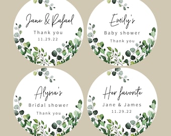 Greenery sticker for wedding, baby shower sticker, bridal shower labels, personalized sticker, custom labels, thank you, greenery label