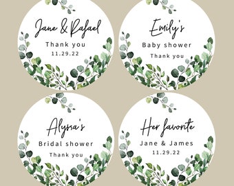 Greenery sticker for wedding, baby shower sticker, bridal shower labels, personalized sticker, custom labels, thank you, greenery label
