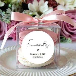 10 Sets of birthday favor macaron packaging sets, birthday favor boxes ribbons label sets, birthday party favor, macaron box sets