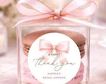 A sweet Thank you Favor Box DIY Kit with Ribbon Sticker, Bridal and Baby Shower, Birthday macaron packaging set