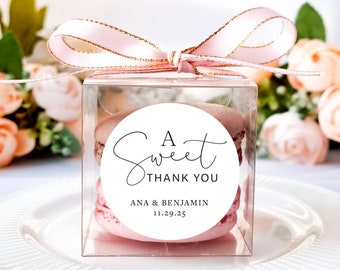 10 sets of Wedding favor boxes with a sweet thank you personalized stickers and ribbons, macaron packaging boxes for bridal shower favor