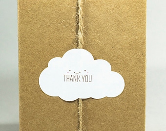 30 Thank you cloud shape stickers, thank you, gift labels, gift stickers, gift wrapping, favor stickers, party supplies, cloud labels