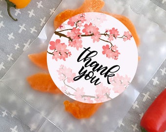 24 Cherry blossom stickers, floral stickers, cherry blossom, personalized stickers, stationary, gift labels, customized stickers, thank you