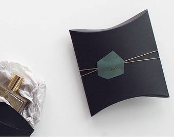 5 black pillow box, small pillow box, cute pillow box, wedding favor box, gift box, flat gift box, accessory gift box, unique gift
