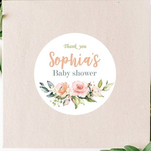 24 Floral baby shower stickers, flower baby shower label, baby shower favor sticker, labels, floral sticker, gift packaging, cute sticker