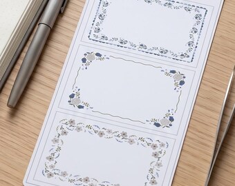 Paquete de pegatinas en blanco con borde floral vintage