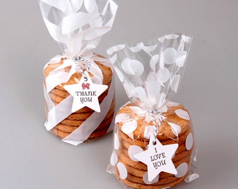 White Grease Resistant Baked Goods Bags 20 per pack Wedding favor bags Cookie gift Love and Cookies design