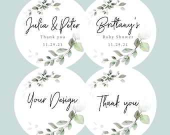 Greenery sticker for wedding, baby shower sticker, bridal shower labels, personalized sticker, custom labels, thank you, greenery label