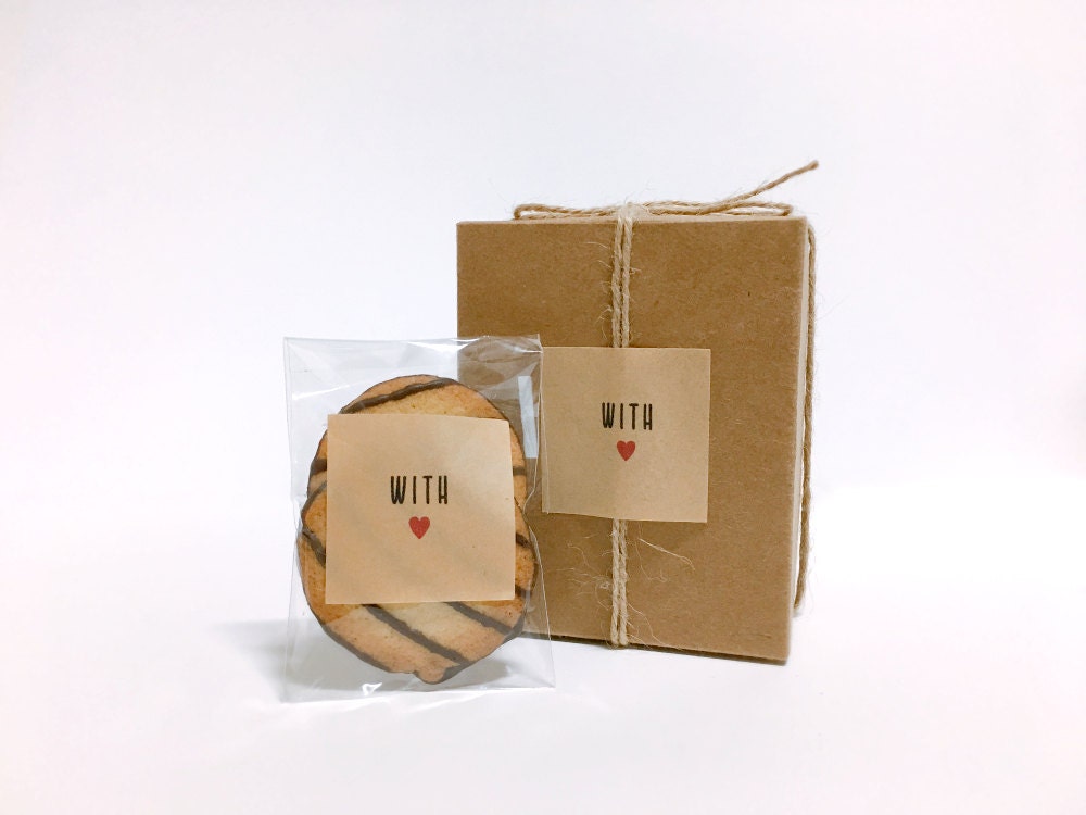 20 With lovered heart Kraft stickerswith love labelsgift Etsy