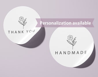 Minimalistic thank you labels, handmade business labels, personalized labels, thank you sticker, customized labels, business labels, gift