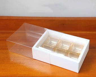 2 White chocolate boxes, chocolate boxes, clear chocolate box, insert chocolate box, candy box, gift box, chocolate gift box, small box