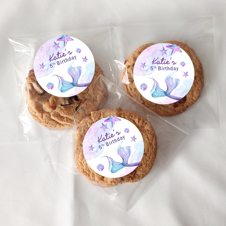 Mermaid sticker for birthday, baby shower sticker, bridal shower labels, personalized sticker, custom labels, mermaid theme party, ocean image 3