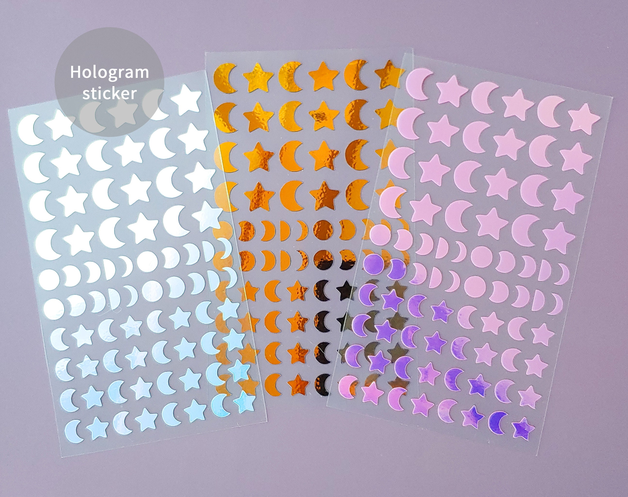 Aurora hologram Moon & stars planner sticker diary sticker | Etsy