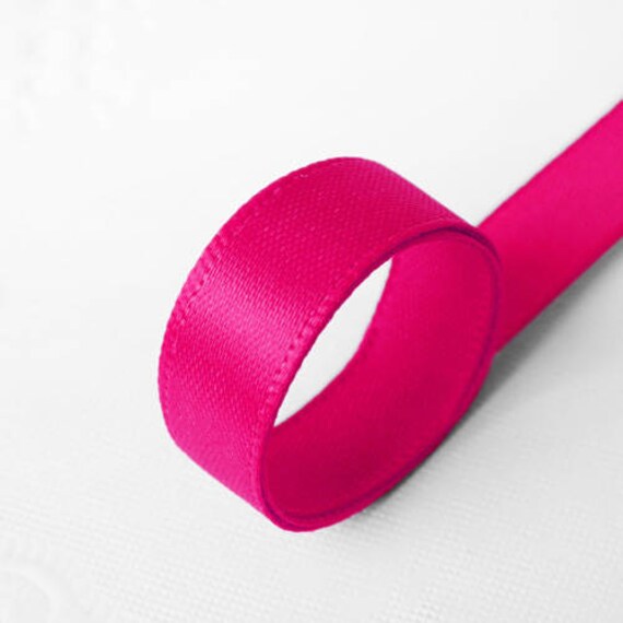 Items similar to 25 YRD long hot pink color satin ribbon,thin ribbon