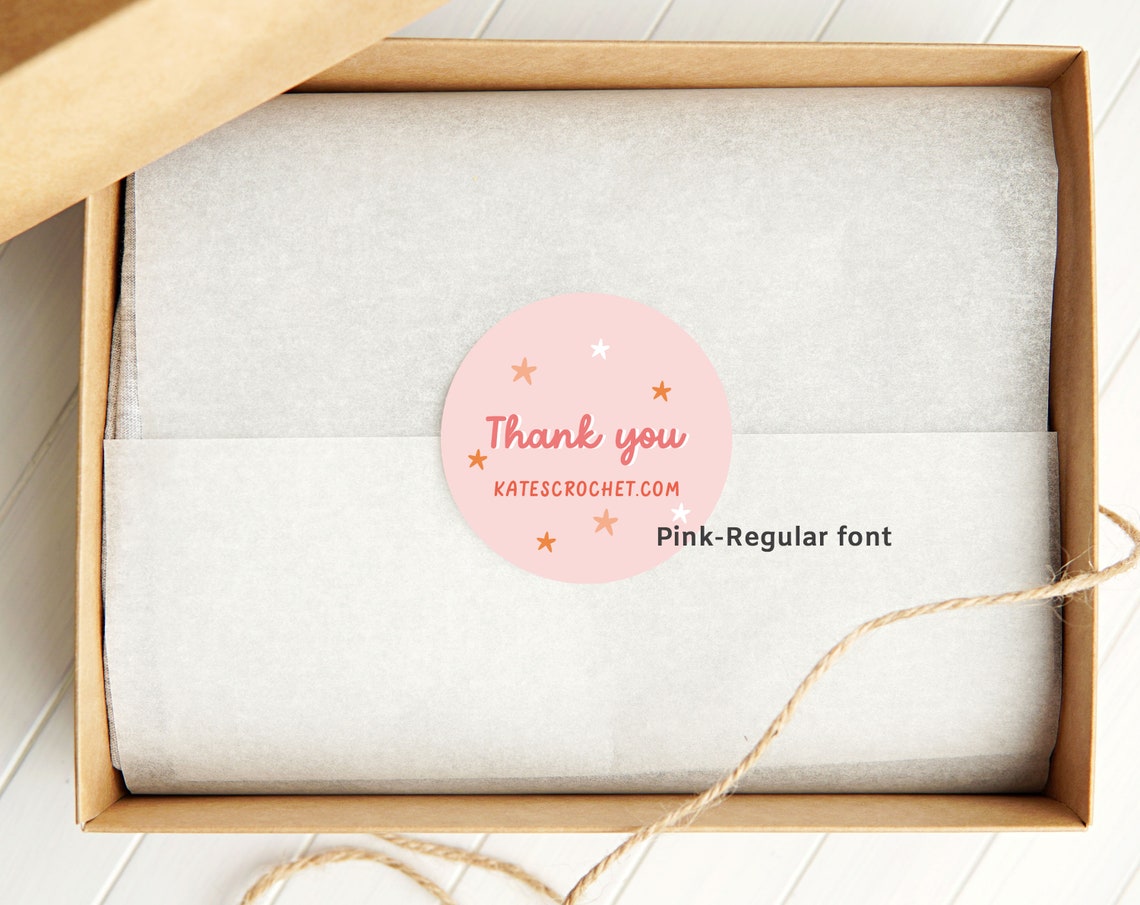 Stars Thank You Pink Labels Party Favor Thank You Sticker | Etsy