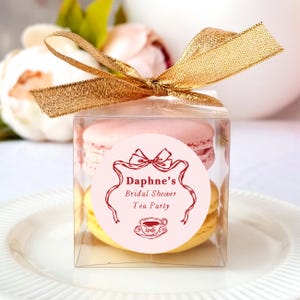 10 Sets of La Dolce Vita tea parties favor clear macaron packaging, baby shower tea party, bridal shower luncheon tea party, favor boxes
