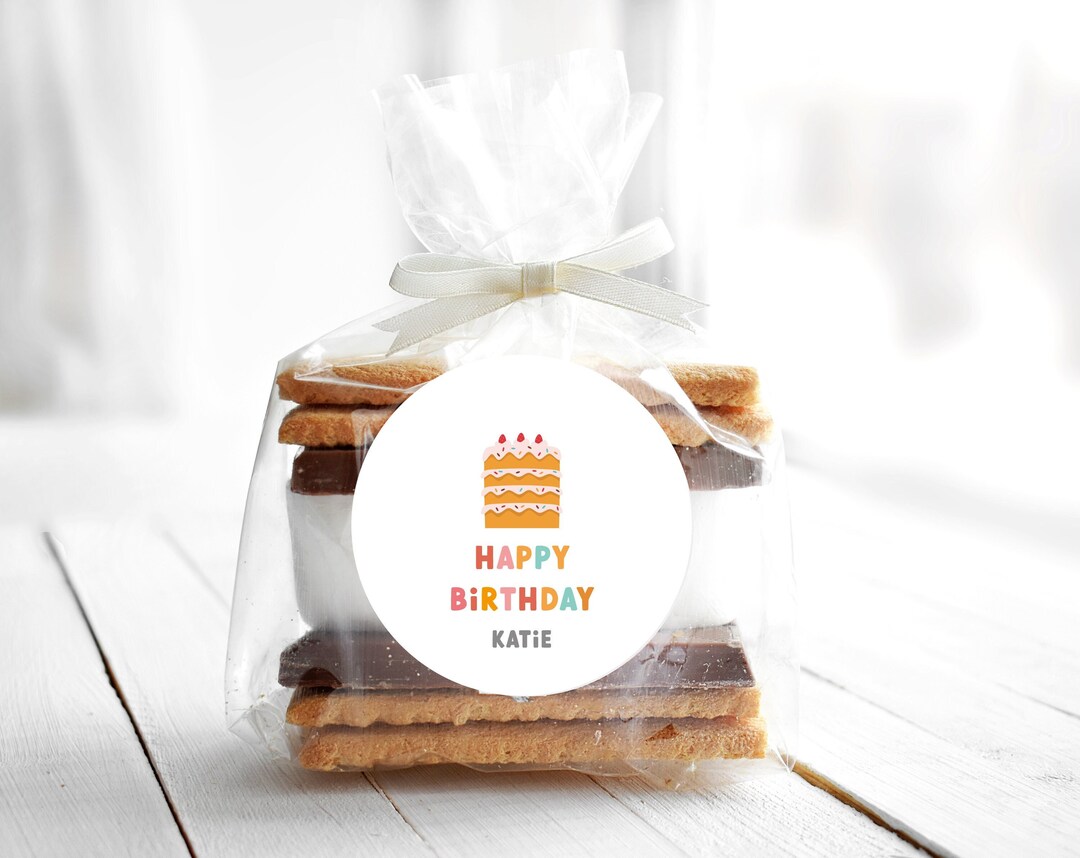 Happy Birthday Cake Stickers Happy Birthday Labels Birthday Etsy