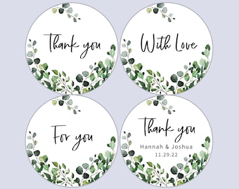 Greenery sticker for wedding, baby shower sticker, bridal shower labels, personalized sticker, custom labels, thank you, greenery label