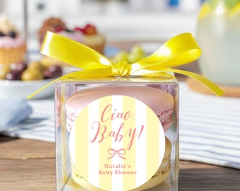 Ciao Baby Italian Theme Personalized Clear macaron Favor packaging DIY Kit set of 10