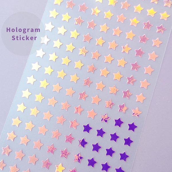 Aurora hologram small stars planner sticker diary sticker cute hologram planner sticker Polaroid decor sticker shiny metallic star sticker