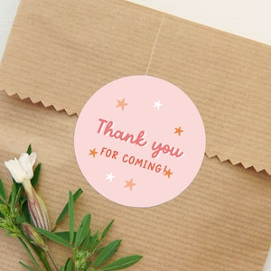 Stars Thank You Pink Labels, Party Favor Thank You Sticker, Business ...