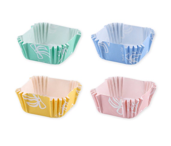 Blue Pudding Aluminum Foil Cups - Disposable Mini Square Baking