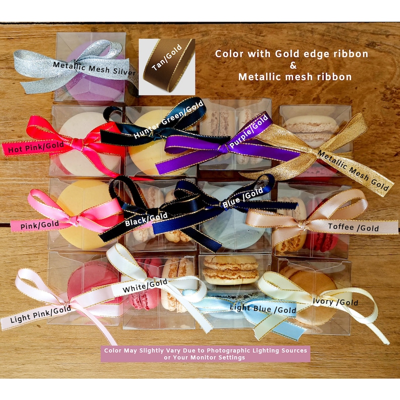 Personalized Macaron Packaging Boxes for Wedding Favors With Ribbon ...