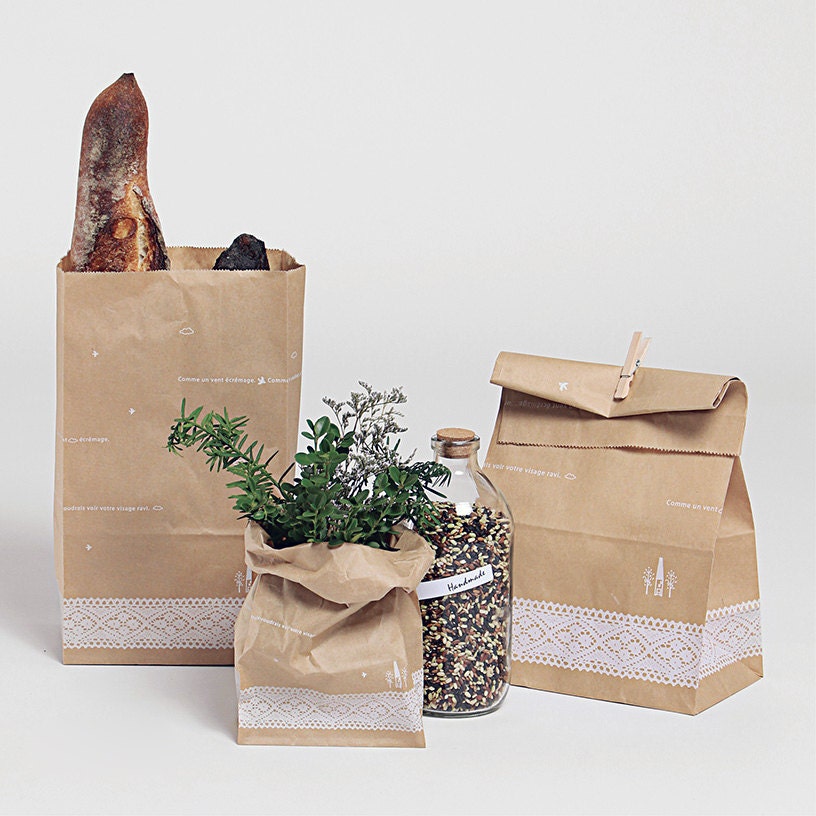 40 small Lace printed paper bags kraft bags cookie bags Etsy