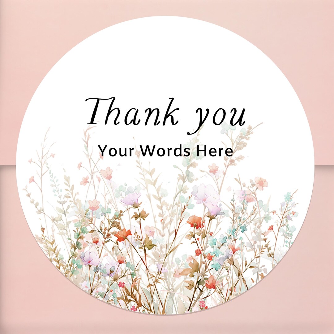 Wildflower Thank You Stickers: Floral Gift & Business Labels - Etsy