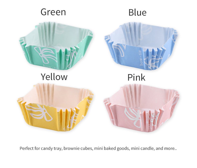 100 Paper Baking Cups Oven Safe Square Baking Cups Parchment Etsy