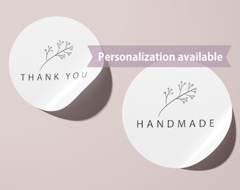 Minimalistic thank you labels, handmade business labels, personalized labels, thank you sticker, customized labels, business labels, gift