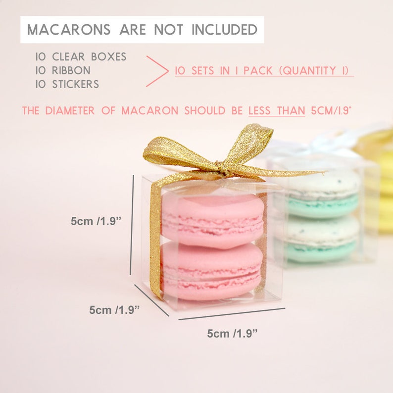 10 Sets of wedding clear macaron packaging, macaron box, wedding favor, macaron favor, macaron gift, bridal shower, baby shower, macaron image 2