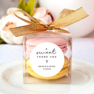10 Sets of a Sweet Thank You Wedding Favors Clear Macaron Box Ribbon Label Set Personalized Wedding Favor Box Bridal Shower Baby Shower Etsy