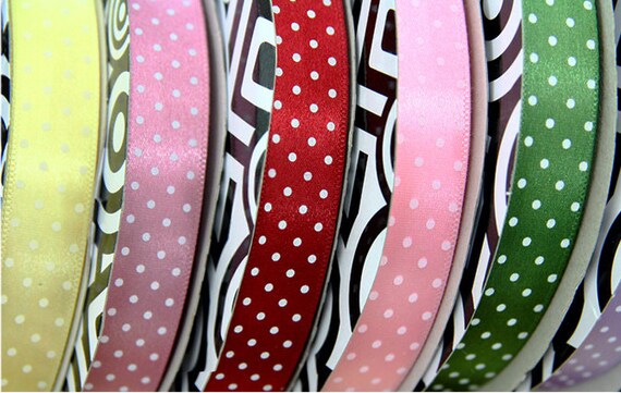 Items similar to 25 YRD long polka dot satin ribbon,thin ribbon,satin ...