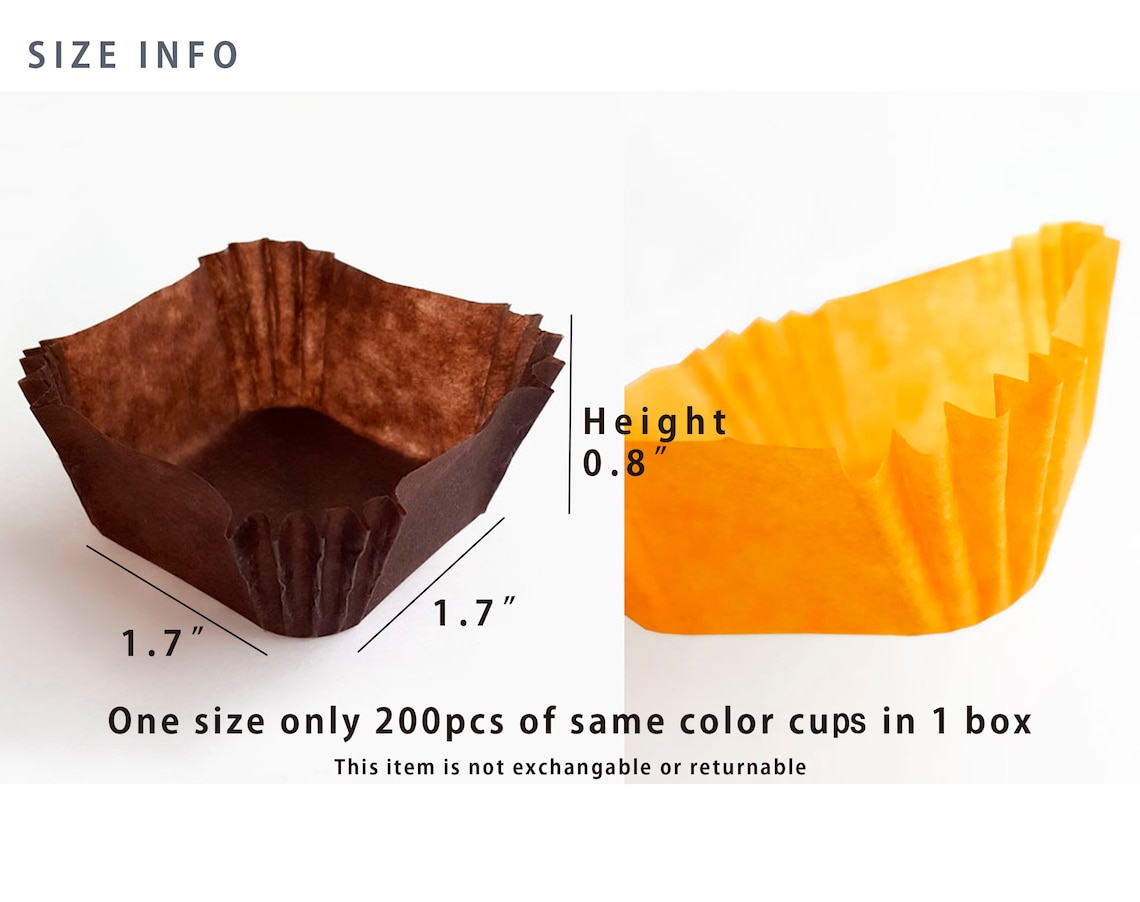 200 Color Paper Baking Cups Oven Safe Square Baking Cups Etsy