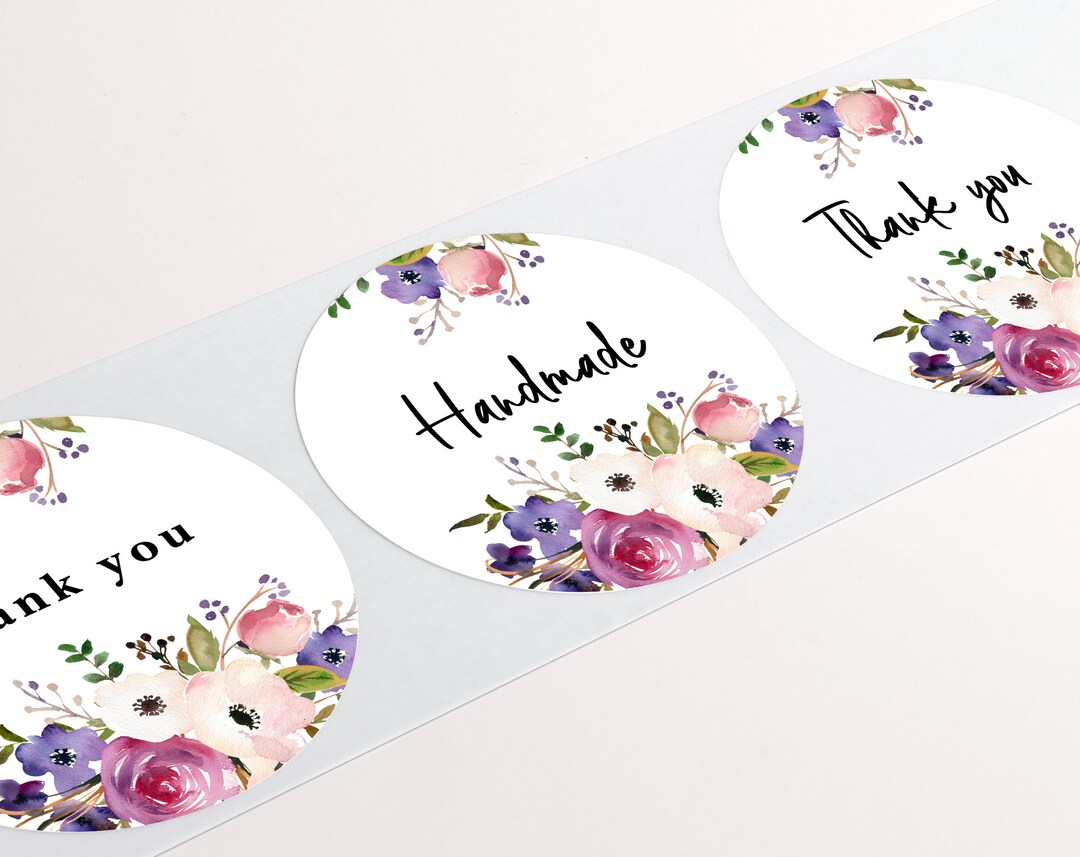 Multi Color Floral Thank You Labels Handmade Labels Gift - Etsy