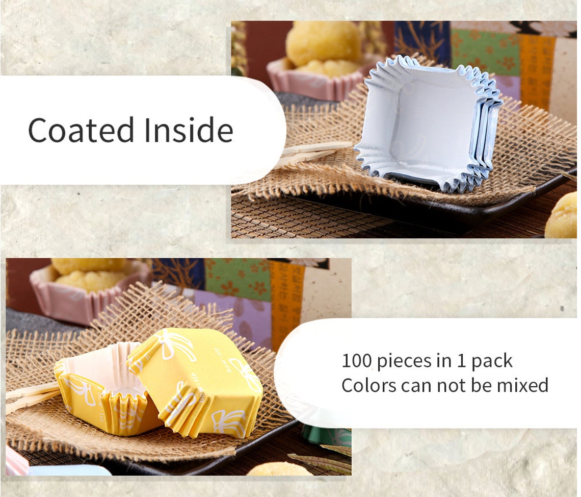 100 paper baking cups oven safe square baking cups parchment Etsy