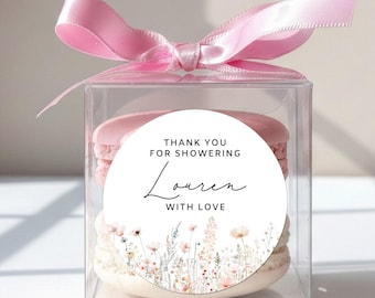 Personalized Meadow Flower Bridal Baby Shower Macaron Favor Box DIY Kit Set of 10