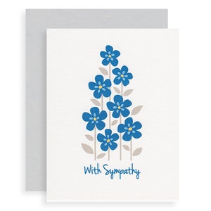 Blaue Blumenkarte Beileid