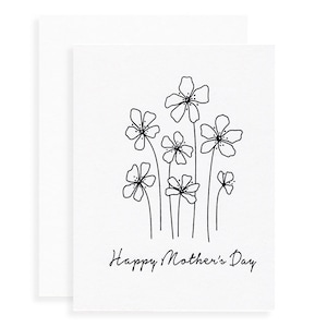 Carte de fête des mères fleurs sauvages en noir et blanc