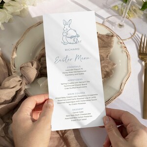 Plantilla de menú de Pascua / Menú de Pascua imprimible / Menú de brunch de Pascua editable / Decoración de mesa de Pascua DIY / Menú de Pascua con animales lindos / Digital