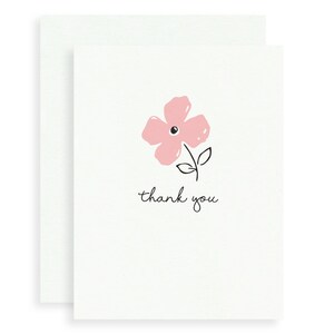 Carte de remerciement fleur rose