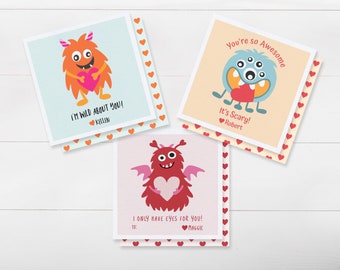 Monster Valentines | Personalized Classroom Valentine | Printable Valentines