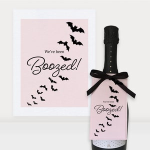 Pink Halloween Batty Wine Tag Printable