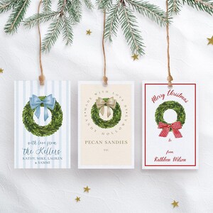 Holiday Wreath and Bows Gift Tags | INSTANT DOWNLOAD | Christmas Gift Tags | Corjl Template