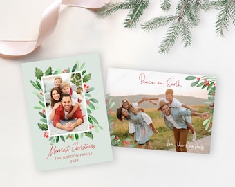 INSTANT | Winter Greens Holiday Photo Card | Digital Christmas Card Template