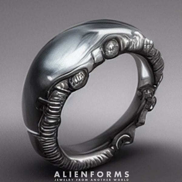 gothic ring, aliens ring, Geek ring, sci fi ring, cyberpunk ring, gamer ring, biomechanical ring, alien ring,skull ring, gothic ring